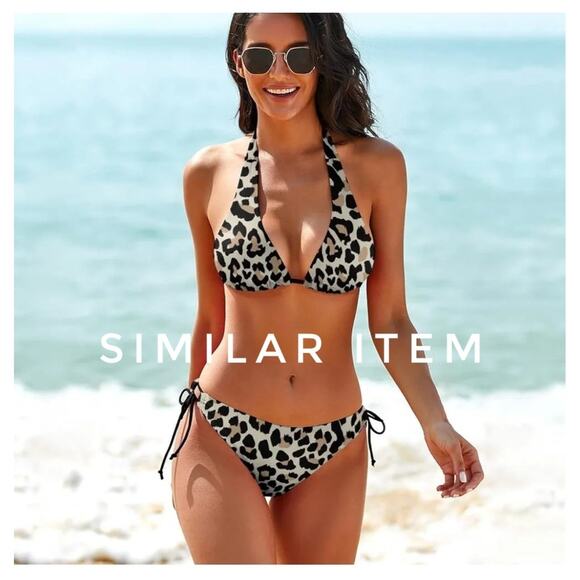 Vintage Y2k Guess Leopard Print Sexy Bikini 2pc SM ASO Paris Hilton - Picture 2 of 11